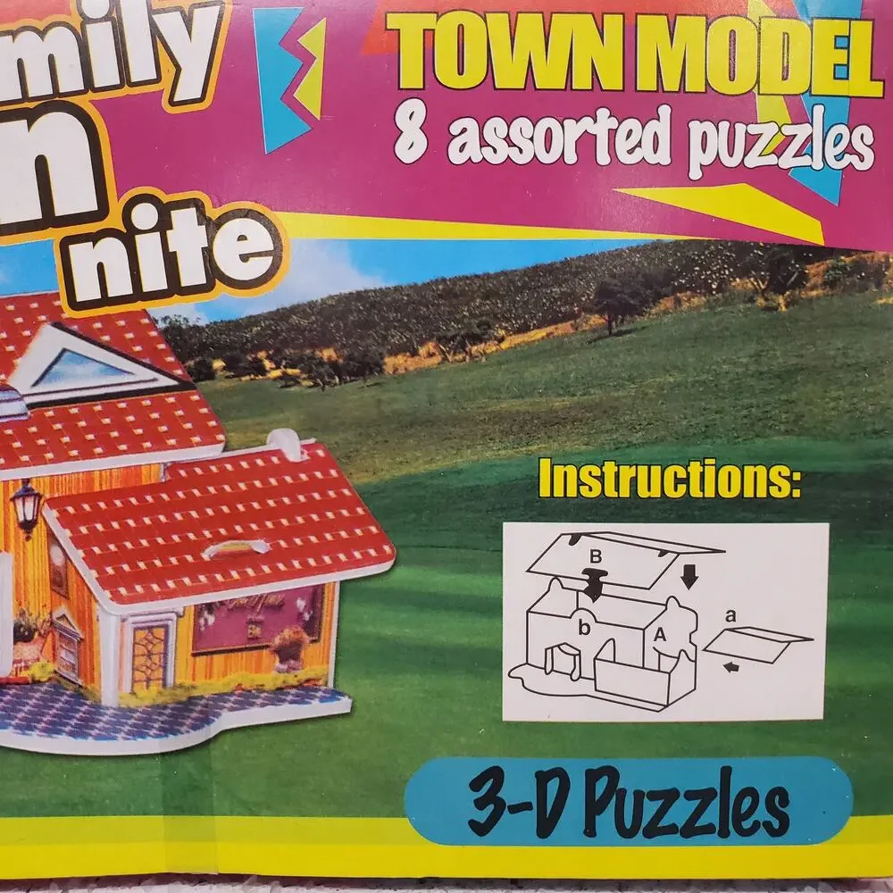 Family Fun Nite 3D Puzzles Town Model 8 Assorted Puzzles Vintage Toys